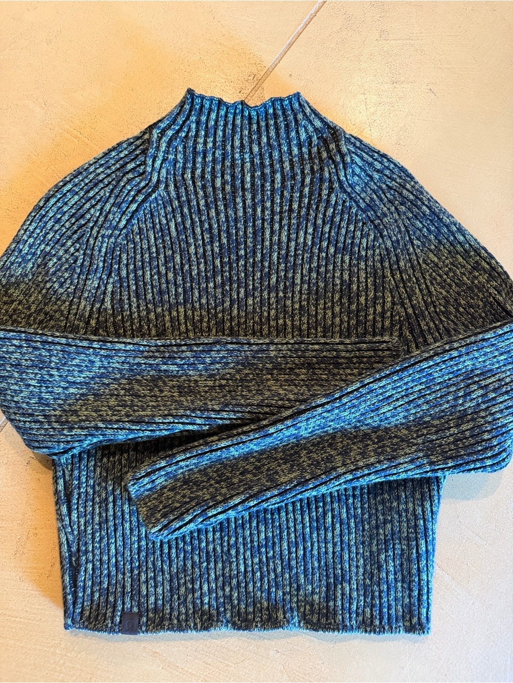 lululemon athletica Women's Ribbed Mock Neck Sweater in Blue and Gray